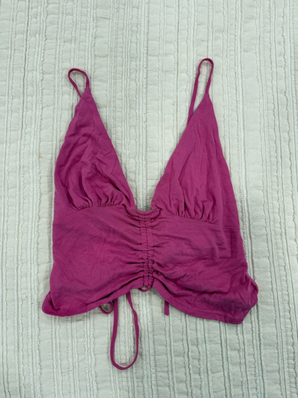 Urban Outfitters pink Ruched Drawstring open backTank Top
